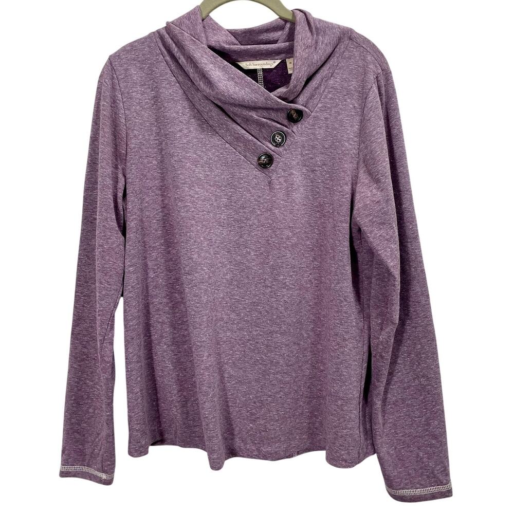 Soft Surroundings Brinley Cowl Neck Pullover Top Plum Heather Womens Medium